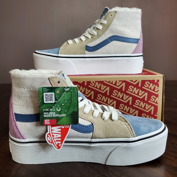 Vans Sk8-Hi Tapered PLATFORM Pig Suede Sherpa Women Size 7, Men Size 5.5 - Picture 2 of 11